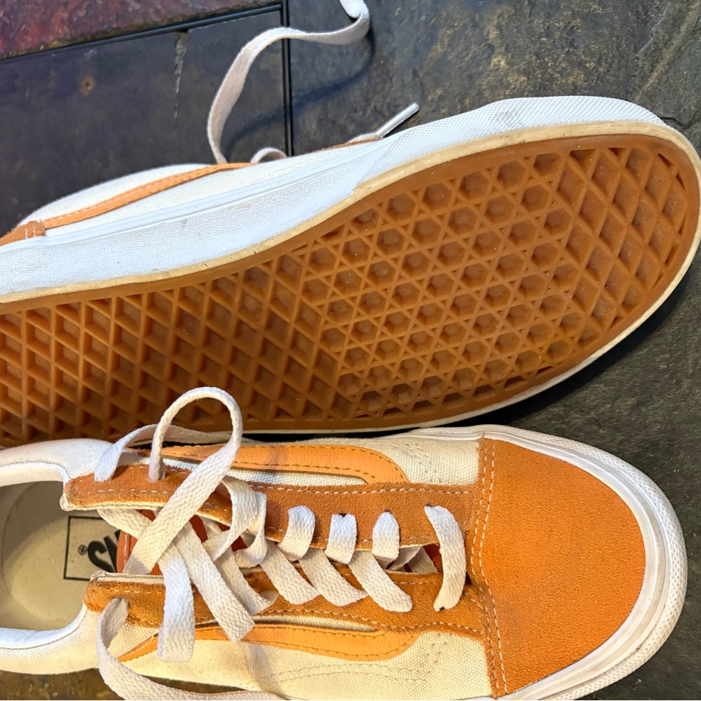 Vans Orange and White Old Skool Sneakers
